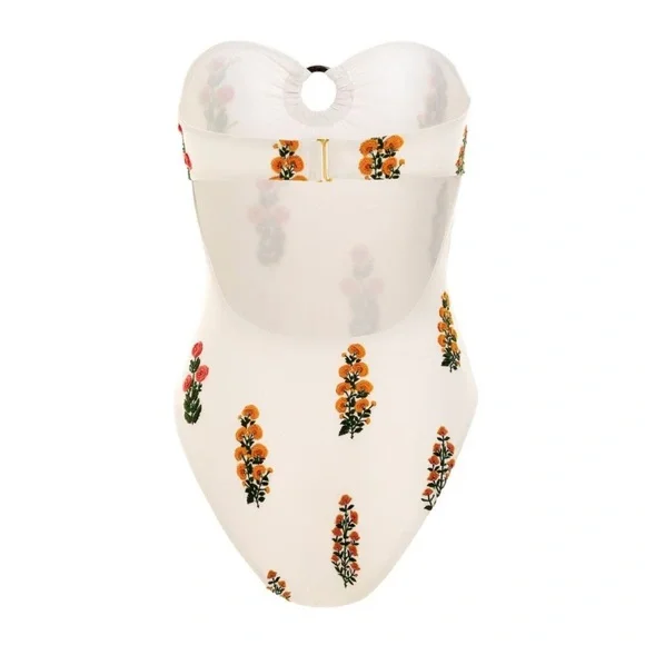 NWT Agua Bendita Toronja Dahlia One Piece Embroidered Beaded Swimsuit - M - Picture 6 of 7